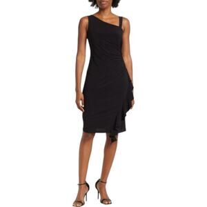 Vince Camuto Black One-Shoulder Ruffle Mini Dress